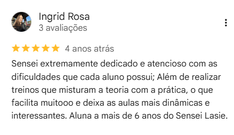 Avaliação de Ingrid Rosa sobre o Fudoshin Dojo